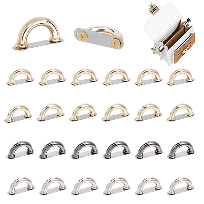 24 наборы 4 цвета цинковый сплав сумки подвески застежки, фурнитура для металлического арочного моста, с винтами и прокладкой, полукруг