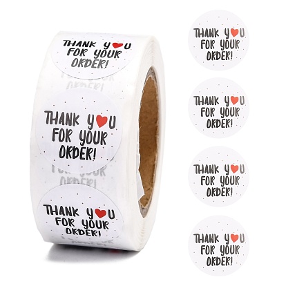 1 Inch Thank You Stickers, Self-Adhesive Kraft Paper Gift Tag Stickers, Adhesive Labels, for Presents, Packing Bags, with Word Thank you For your ORDER