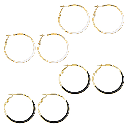 4 пары 2 цветные серьги-кольца из сплава и эмали, золотые