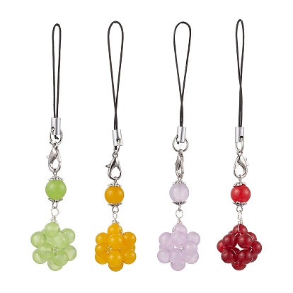 Подвеска из натурального и окрашенного малайзийского нефрита с цветком, нейлоновый шнур для ремешка мобильного телефона, украшения для сумок