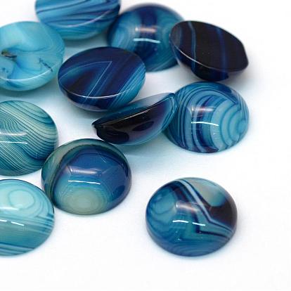 Dyed Natural Striped Agate/Banded Agate Cabochons, Half Round/Dome, 16x6~7mm