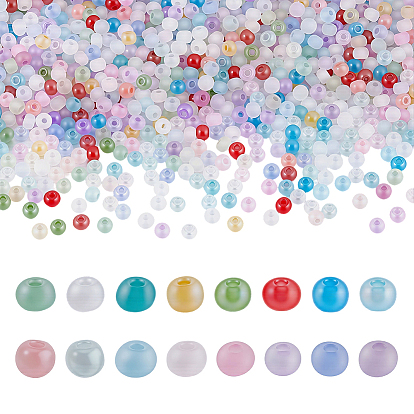3200Pcs 16 Colors Transparent Frosted Glass Round Seed Beads