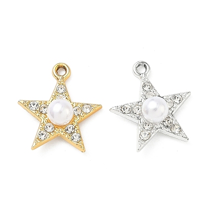 Подвески из сплава , звезды прелести, uv покрытие, со стразами и пластиковой имитацией жемчуга