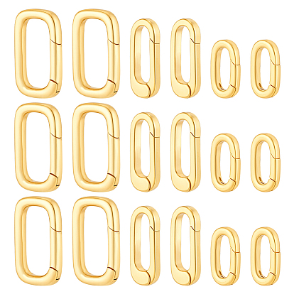 12шт 3 стили латунные пружинные затворные кольца, прямоугольные