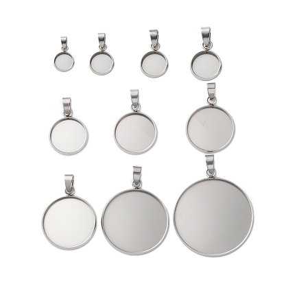 304 Настройки кабошон из нержавеющей стали кулон, плоские круглые прелести