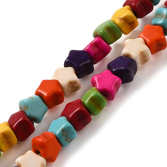 Окрашенные синтетические бирюзовые бусы нити, звезда