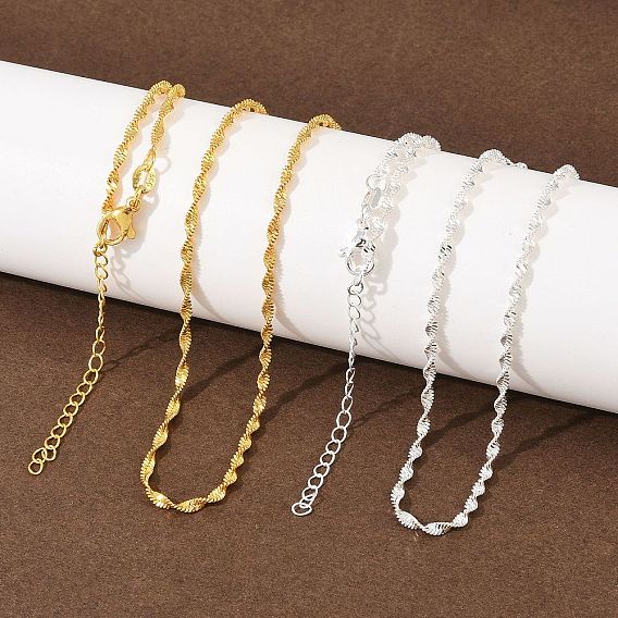 2Мм латунные цепочки-колье в сингапурском стиле для мужчин и женщин