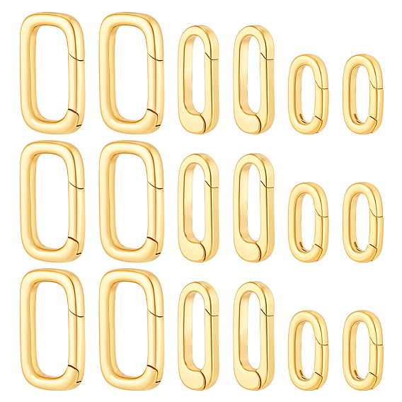 12шт 3 стили латунные пружинные затворные кольца, прямоугольные