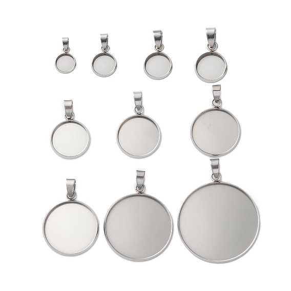 304 Настройки кабошон из нержавеющей стали кулон, плоские круглые прелести