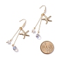 Starfish/Sea Stars 304 Stainless Steel Dangle Earring, Shell Pearl & Transparent Glass Beads Long Drop Earrings for Women