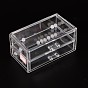 Cuboid Plastic Bead Containers, 3 Compartments, 18.9x10.2x9.4cm