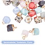 Electroplate Gemstone Charms, with Golden Plated Iron Loop, Faceted, Polygon