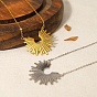 Titanium Steel Sun Pendant Necklaces, Cable Chain Necklace, for Men & Women