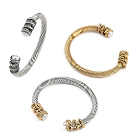 304 женские браслеты-манжеты из нержавеющей стали, с ABS имитации жемчуга