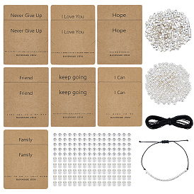 Наборы для изготовления браслетов с азбукой Морзе своими руками, в том числе 800 латунные бусины шт., 6 пучки вощеного хлопкового шнура, 14шт. бумажные карточки для демонстрации ожерелий