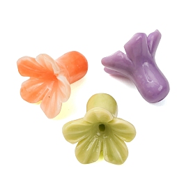 Cuentas talladas de coral sintético teñido, flor de dos tonos