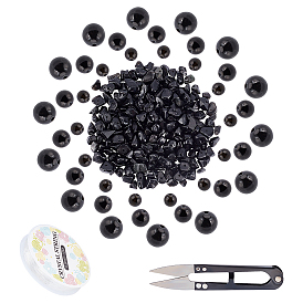 SUNNYCLUE DIY Jewelry Making Kits, Including Natural Obsidian Beads, Elastic Crystal Thread and Sharp Steel Scissors