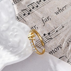 Кольца-манжеты из латуни с микропаве, прозрачные кубические циркония, кольца короны для женщин, долговечный, стойки покрытие, без свинца и без кадмия