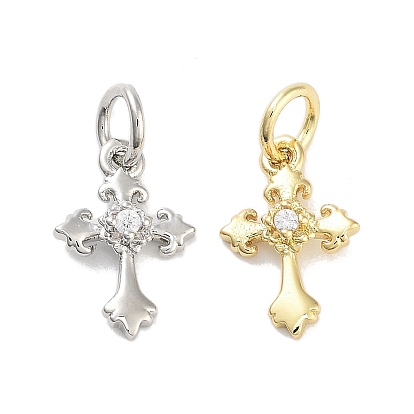 Подвески из латуни с покрытием из прозрачного кубического циркония, с целью перехода в кольце, долговечный, без свинца и без кадмия, крест прелести