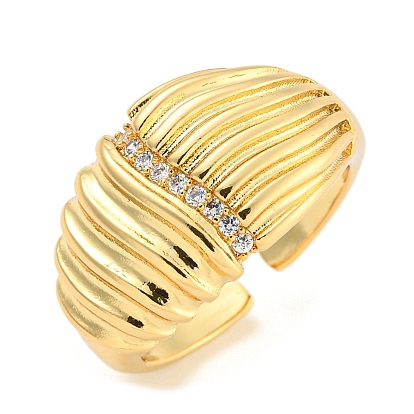 Открытое кольцо-манжета из прозрачного кубического циркония, латунные широкие кольца на палец для женщин