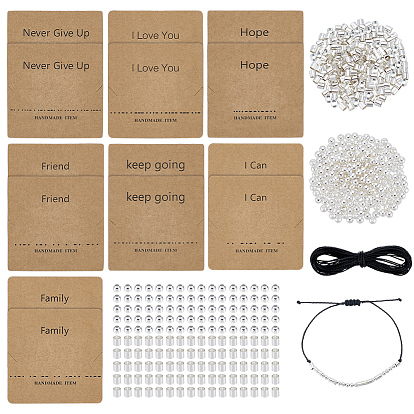 Наборы для изготовления браслетов с азбукой Морзе своими руками, в том числе 800 латунные бусины шт., 6 пучки вощеного хлопкового шнура, 14шт. бумажные карточки для демонстрации ожерелий