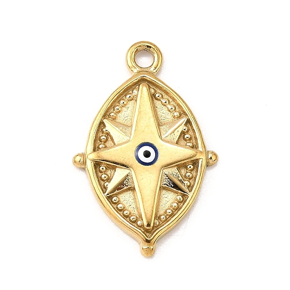 304 подвески из нержавеющей стали, с эмалью, овальная звезда и амулеты от сглаза, ионное покрытие (ip)