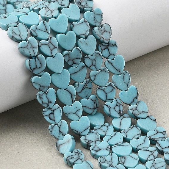 Синтетических нитей бирюзовые бусы, сердце