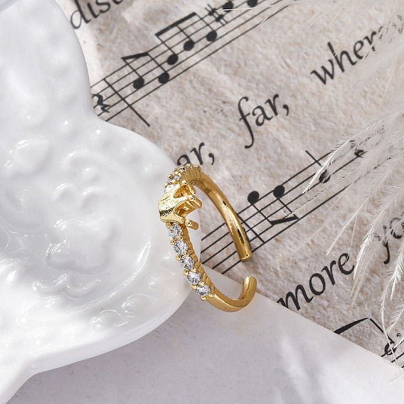 Кольца-манжеты из латуни с микропаве, прозрачные кубические циркония, кольца короны для женщин, долговечный, стойки покрытие, без свинца и без кадмия