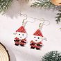 Christmas Glass Dangle Earrings, 304 Stainless Steel with Shell Pearl Bead Dangle Earrings for Women
