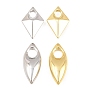 Brass Pendants, Rhombus/Horse Eye Charms, Rack Plating, Long-Lasting Plated, Lead Free & Cadmium Free