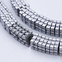 Electroplate Non-magnetic Synthetic Hematite Beads Strands, Frosted, Square