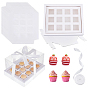 12 Sets Rectangle Foldable Kraft Paper Cake Box, Bakery Cupcake Packing Box, with PVC Clear Window, 1 Roll Polyester Ribbon