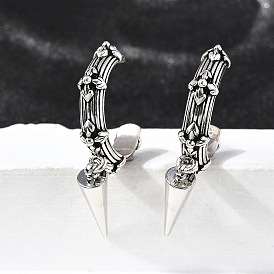 Серьги-гвоздики из латуни в форме буквы С с конусом, с эмалью, без свинца и без кадмия, долговечный