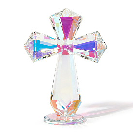 Cross Glass Display Ornaments, for Church Decoration, Home Office Desk Decoration