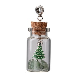 Натуральный драгоценный камень из бисера, желающий бутылки европеец, болтается большими отверстиями, с елочкой сплав горный хрусталь эмали подвески, античное серебро, 60 мм, отверстие : 5 мм