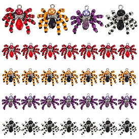 32шт 4 цвета тема Хэллоуина стеклянные бусины ручной работы, Ткацкий станок, с экологически чистым медным проводом круглого сечения, кулон паук