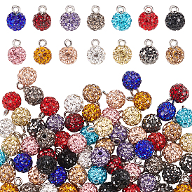 Подвески ручной работы из полимерной глины со стразами, круглые подвески, с платиновыми тоновыми железными петлями