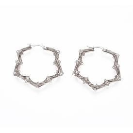 Long-Lasting Plated 304 Stainless Steel Wire Wrapped Hoop Earrings, Hypoallergenic Earrings, Star