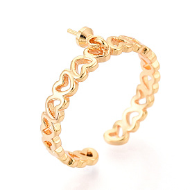 Закрепка колец-шпилек в форме сердца из латуни и эмали, регулируемые настройки колец для полупросверленных бусин, без кадмия, без никеля и без свинца