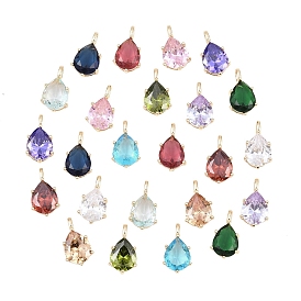 Кулоны из латуни, микропейв, смешанные цвета, фианиты, слезинки