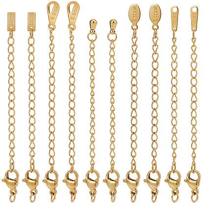 20 шт. 5 стили 304 удлинитель цепи из нержавеющей стали, без кадмия, без никеля и без свинца, с карабин-лобстерами 