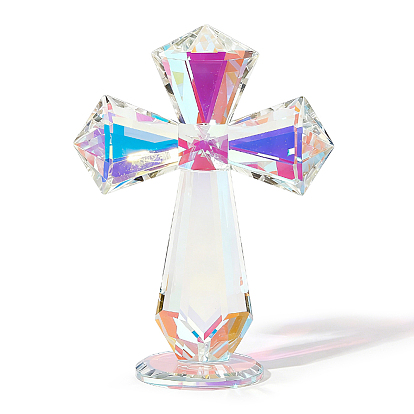 Cross Glass Display Ornaments, for Church Decoration, Home Office Desk Decoration