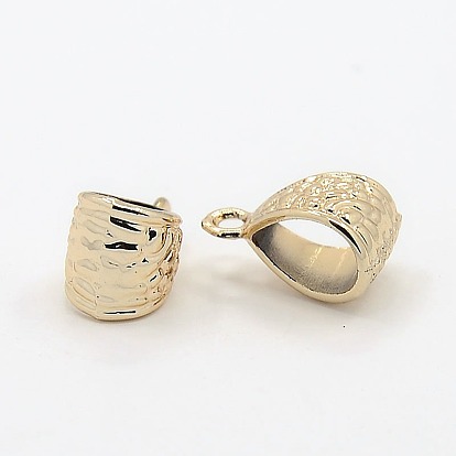 Bélières en alliage d'or léger sans nickel et sans plomb, cautions en boucle, Perles renflouer , plaqué longue durée, 14x9x8mm, Trou: 2mm, diamètre intérieur: 6x8 mm