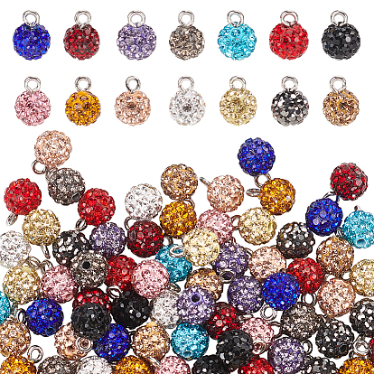 Подвески ручной работы из полимерной глины со стразами, круглые подвески, с платиновыми тоновыми железными петлями