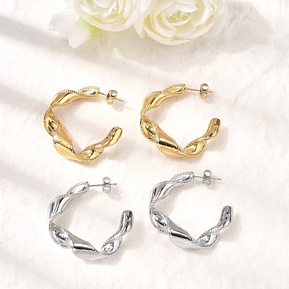 304 серьги-гвоздики из нержавеющей стали в форме буквы С, ионное покрытие (ip)