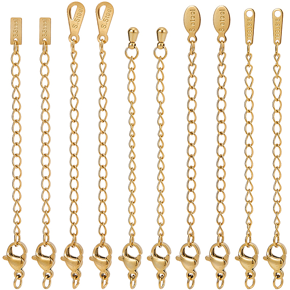 20 шт. 5 стили 304 удлинитель цепи из нержавеющей стали, без кадмия, без никеля и без свинца, с карабин-лобстерами 