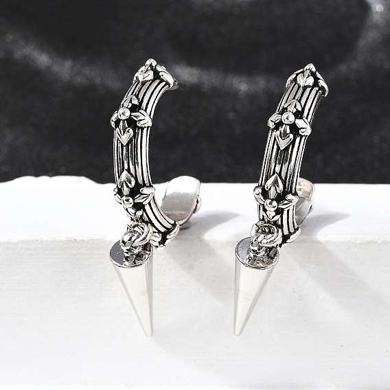 Серьги-гвоздики из латуни в форме буквы С с конусом, с эмалью, без свинца и без кадмия, долговечный