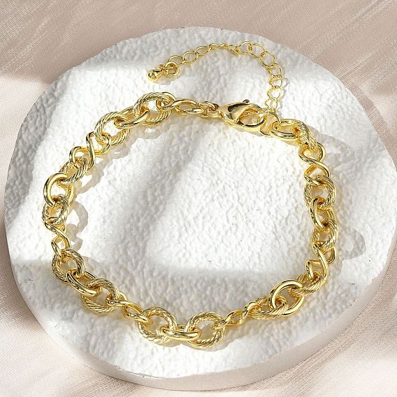Латунные браслеты-цепочки с бесконечным звеном для женщин и мужчин, долговечный, стойки покрытие, без кадмия и без свинца