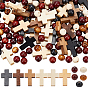 DIY Jewelry Making Findings Kits, Including Wood Pendants & Beads, Round & Cross