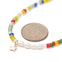 Collier pendentif étoile en laiton, collier de chaînes de perles naturelles et de perles de verre pour femme
